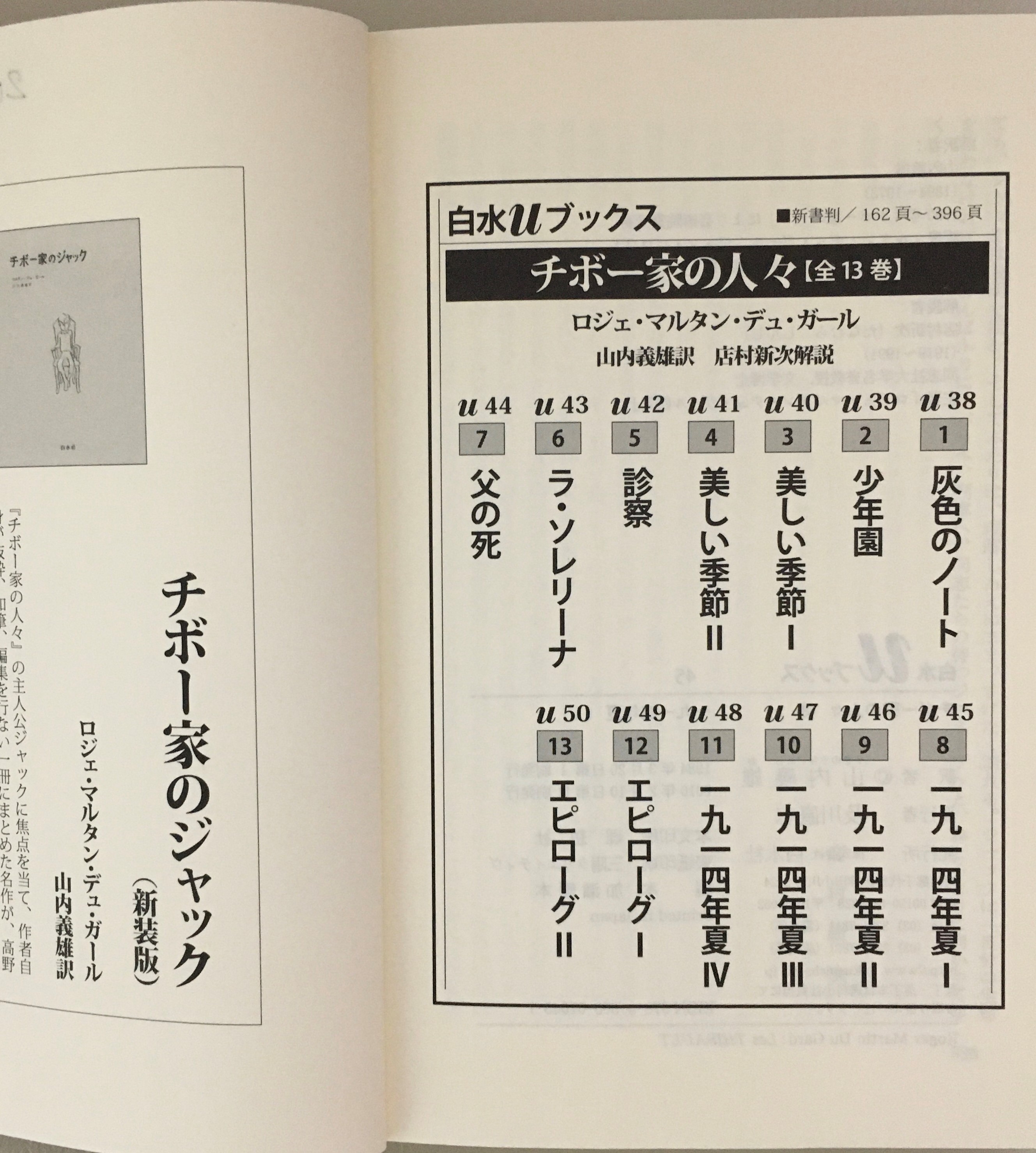 チボー家の人々」は渾身の名作だ！「失われた時を求めて」に比べて低